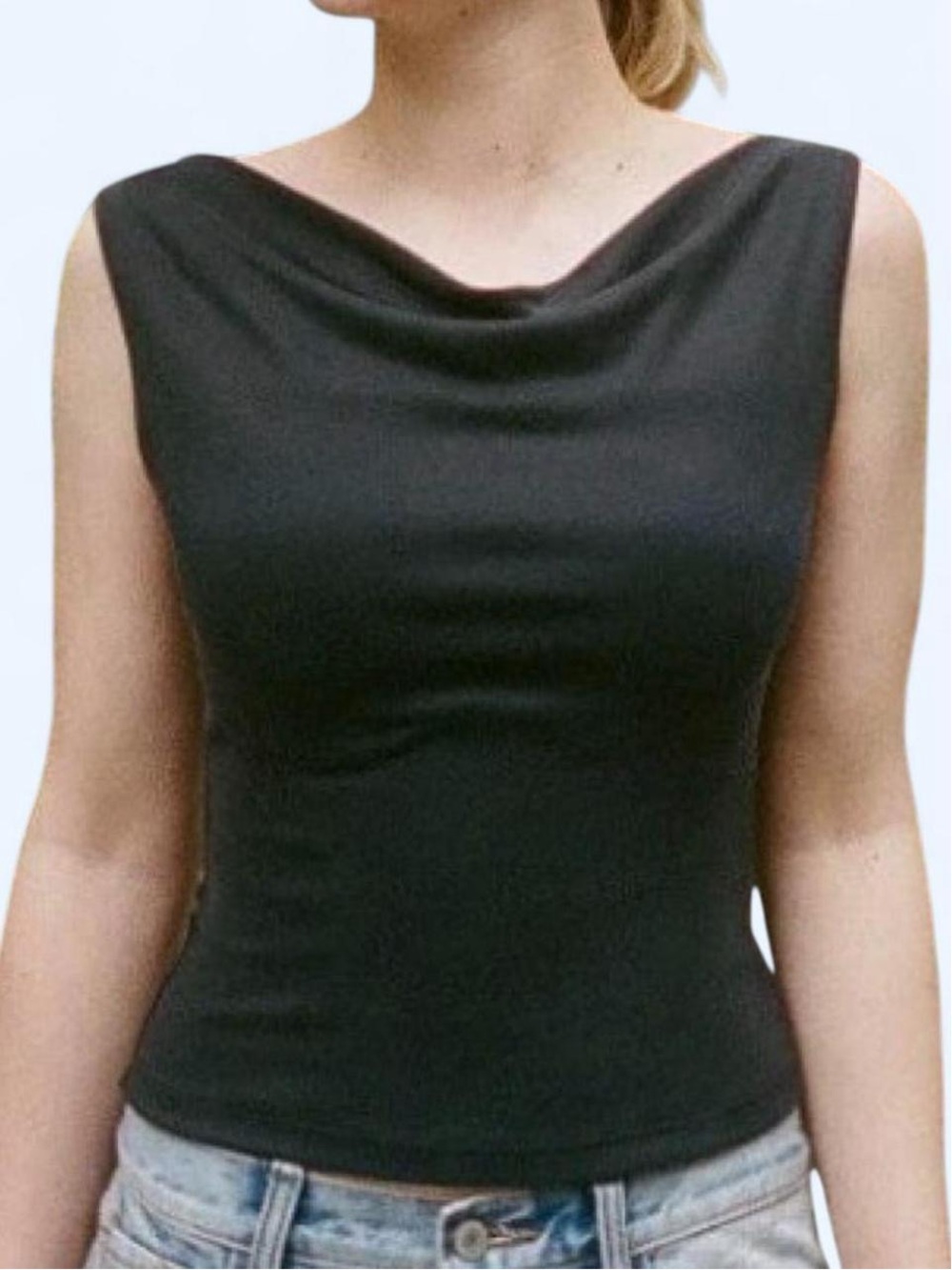 Brandy Melville Black Draped Cowl Tank